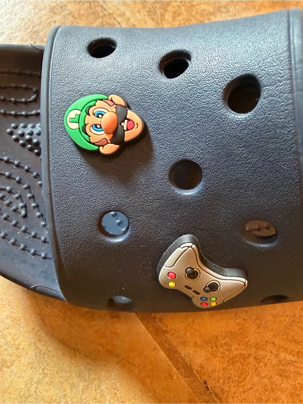Pair (2) of Boys/Men Crocs Slide Sandals with Charms. Size 9 Men